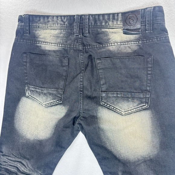 Switch Jeans Mens Thrashed Black Distressed Grunge Hip Hop Skinny Sz 34x30 - Picture 11 of 14